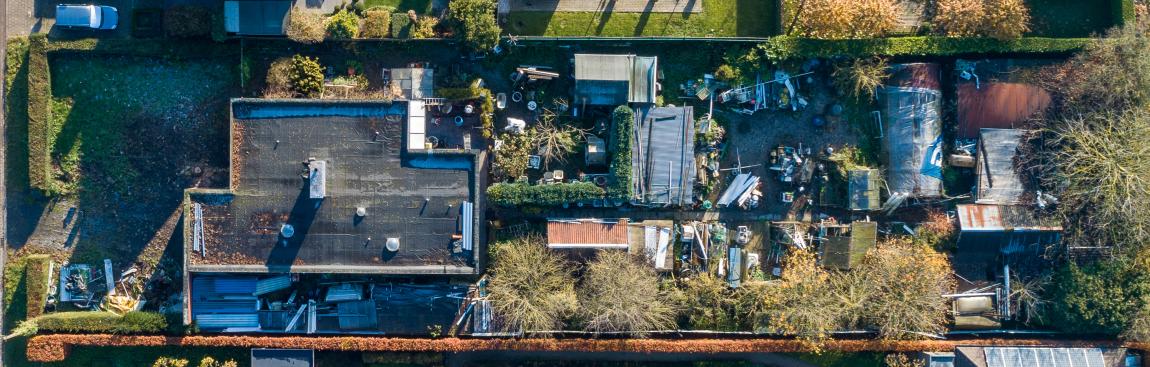 Bovenzicht huis voor ontruiming
