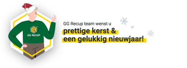 mannetje (icoon) met tekst GG Recup team wenst u prettige kerst en gelukkig nieuwjaar!